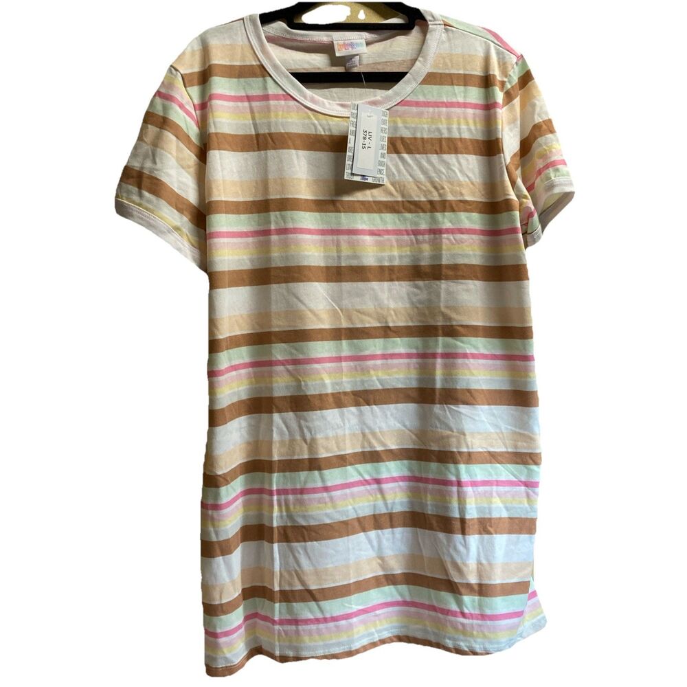 NWT LuLaRoe Size Small Large Liv T Shirt Multicolor Stripes